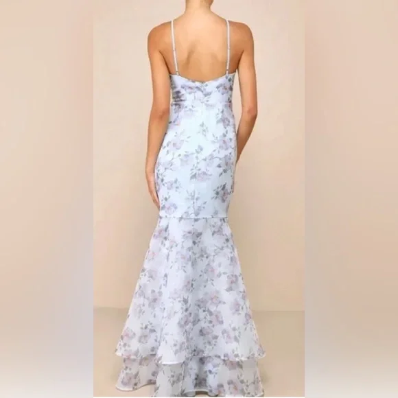 Lulu's Light Blue Floral Maxi Dress - Picture 2 of 11